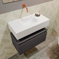 MONDIAZ ANDOR Toiletmeubel 60x30x30cm met 0 kraangaten 1 lades dark grey mat Wastafel Lex midden Solid Surface Wit FK75343165
