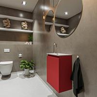 MONDIAZ TURE Toiletmeubel 40x23x50cm met 1 kraangaten 1 deuren fire mat Wastafel Eden rechts Solid Surface Wit FK75341185