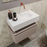 MONDIAZ ANDOR Toiletmeubel 60x30x30cm met 0 kraangaten 1 lades smoke mat Wastafel Lex rechts Solid Surface Wit FK75343198