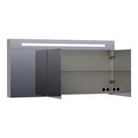 Saniclass Double face spiegelkast 139x70x15cm verlichting geintegreerd rechthoek 3 draaideuren Mat Taupe MDF 7355