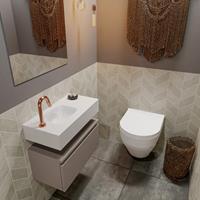 MONDIAZ ANDOR Toiletmeubel 60x30x30cm met 1 kraangaten 1 lades smoke mat Wastafel Lex links Solid Surface Wit FK75343195
