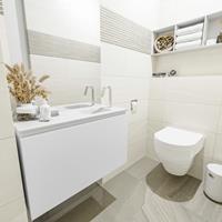 MONDIAZ OLAN Toiletmeubel 80x30x40cm met 1 kraangaten 1 lades talc mat Wastafel Lex rechts Solid Surface Wit FK75342420