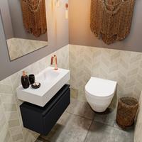 MONDIAZ ANDOR Toiletmeubel 60x30x30cm met 1 kraangaten 1 lades urban mat Wastafel Lex rechts Solid Surface Wit FK75343139