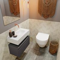 MONDIAZ ANDOR Toiletmeubel 60x30x30cm met 0 kraangaten 1 lades dark grey mat Wastafel Lex rechts Solid Surface Wit FK75343169
