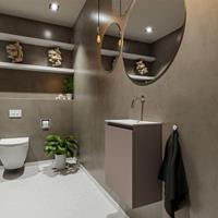 MONDIAZ TURE Toiletmeubel 40x23x50cm met 0 kraangaten 1 deuren smoke mat Wastafel Eden midden Solid Surface Wit FK75341092