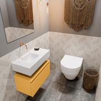 MONDIAZ ANDOR Toiletmeubel 60x30x30cm met 0 kraangaten 1 lades ocher mat Wastafel Lex links Solid Surface Wit FK75343254