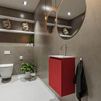 MONDIAZ TURE Toiletmeubel 40x23x50cm met 0 kraangaten 1 deuren fire mat Wastafel Eden midden Solid Surface Wit FK75341182