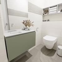 MONDIAZ OLAN Toiletmeubel 80x30x40cm met 0 kraangaten 1 lades army mat Wastafel Lex links Solid Surface Wit FK75342535