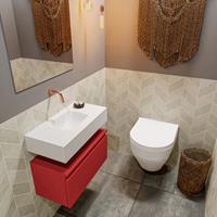 MONDIAZ ANDOR Toiletmeubel 60x30x30cm met 0 kraangaten 1 lades fire mat Wastafel Lex midden Solid Surface Wit FK75343281