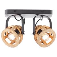 BRILLIANT MATRIX WOOD Deckenstrahler 32 cm Metall / Holz Schwarz / natur 2-Flammig