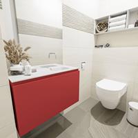 MONDIAZ OLAN Toiletmeubel 80x30x40cm met 0 kraangaten 1 lades fire mat Wastafel Lex rechts Solid Surface Wit FK75342595