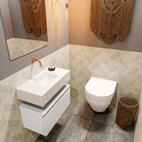 MONDIAZ ANDOR Toiletmeubel 60x30x30cm met 0 kraangaten 1 lades talc mat Wastafel Lex midden Solid Surface Wit FK75343107