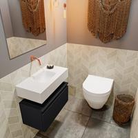MONDIAZ ANDOR Toiletmeubel 60x30x30cm met 0 kraangaten 1 lades urban mat Wastafel Lex midden Solid Surface Wit FK75343136