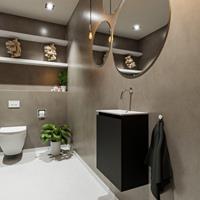 MONDIAZ TURE Toiletmeubel 40x23x50cm met 0 kraangaten 1 deuren urban mat Wastafel Eden midden Solid Surface Wit FK75341032