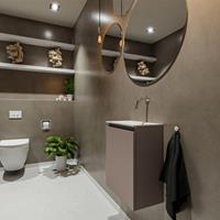 MONDIAZ TURE Toiletmeubel 40x23x50cm met 0 kraangaten 1 deuren smoke mat Wastafel Eden rechts Solid Surface Wit FK75341096