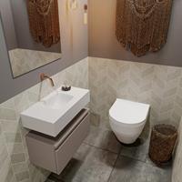MONDIAZ ANDOR Toiletmeubel 60x30x30cm met 0 kraangaten 1 lades smoke mat Wastafel Lex midden Solid Surface Wit FK75343194