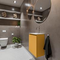 MONDIAZ TURE Toiletmeubel 40x23x50cm met 0 kraangaten 1 deuren ocher mat Wastafel Eden midden Solid Surface Wit FK75341152