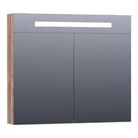 Saniclass Double Face Spiegelkast 80x70x15cm 2 deuren LED verlichting geintegreerd 4000K MFC Almond SK-DF80AL