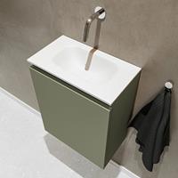 MONDIAZ TURE Toiletmeubel 40x23x50cm met 0 kraangaten 1 deuren army mat Wastafel Eden midden Solid Surface Wit FK75341122