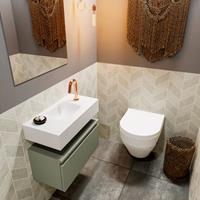 MONDIAZ ANDOR Toiletmeubel 60x30x30cm met 1 kraangaten 1 lades army mat Wastafel Lex midden Solid Surface Wit FK75343222