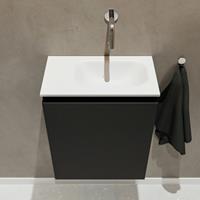 MONDIAZ TURE Toiletmeubel 40x23x50cm met 0 kraangaten 1 deuren urban mat Wastafel Eden rechts Solid Surface Wit FK75341036