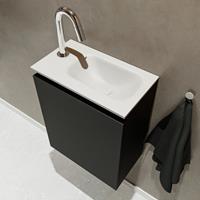 MONDIAZ TURE Toiletmeubel 40x23x50cm met 1 kraangaten 1 deuren urban mat Wastafel Eden rechts Solid Surface Wit FK75341035