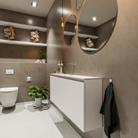 MONDIAZ TURE Toiletmeubel 120x23x50cm met 0 kraangaten 2 deuren linen mat Wastafel Eden midden Solid Surface Wit FK75341236