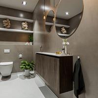 MONDIAZ TURE Toiletmeubel 120x23x50cm met 1 kraangaten 2 deuren dark brown mat Wastafel Eden links Solid Surface Wit FK75341327