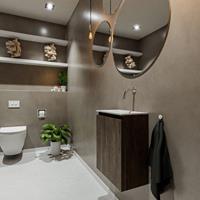 MONDIAZ TURE Toiletmeubel 40x23x50cm met 0 kraangaten 1 deuren dark brown mat Wastafel Eden rechts Solid Surface Wit FK75341306