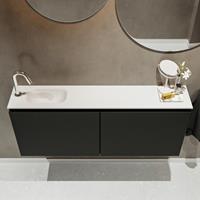 MONDIAZ TURE Toiletmeubel 120x23x50cm met 1 kraangaten 2 deuren urban mat Wastafel Eden links Solid Surface Wit FK75341057