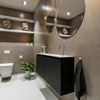 MONDIAZ TURE Toiletmeubel 120x23x50cm met 0 kraangaten 2 deuren urban mat Wastafel Eden rechts Solid Surface Wit FK75341060