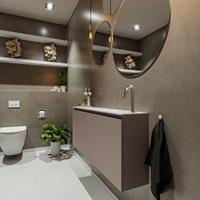 MONDIAZ TURE Toiletmeubel 120x23x50cm met 1 kraangaten 2 deuren smoke mat Wastafel Eden rechts Solid Surface Wit FK75341119