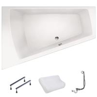 Xenz Palau hoekbad links 180x130 mat Edelweiss wit