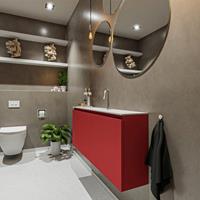 MONDIAZ TURE Toiletmeubel 120x23x50cm met 1 kraangaten 2 deuren fire mat Wastafel Eden midden Solid Surface Wit FK75341205