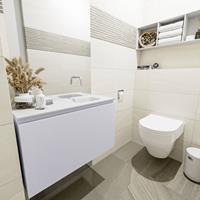 MONDIAZ OLAN Toiletmeubel 80x30x40cm met 0 kraangaten 1 lades cale mat Wastafel Lex rechts Solid Surface Wit FK75342653