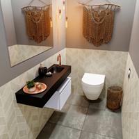 MONDIAZ ANDOR Toiletmeubel 100x30x30cm met 1 kraangaten 1 lades cale mat Wastafel Lex rechts Solid Surface Zwart FK75344043