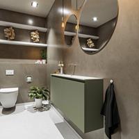 MONDIAZ TURE Toiletmeubel 120x23x50cm met 0 kraangaten 2 deuren army mat Wastafel Eden midden Solid Surface Wit FK75341146