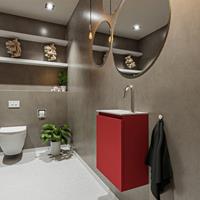 MONDIAZ TURE Toiletmeubel 40x23x50cm met 1 kraangaten 1 deuren fire mat Wastafel Eden links Solid Surface Wit FK75341183