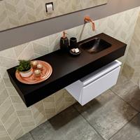 MONDIAZ ANDOR Toiletmeubel 100x30x30cm met 0 kraangaten 1 lades cale mat Wastafel Lex rechts Solid Surface Zwart FK75344044