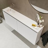 MONDIAZ TURE Toiletmeubel 120x23x50cm met 0 kraangaten 2 deuren talc mat Wastafel Eden links Solid Surface Wit FK75341028