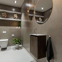 MONDIAZ TURE Toiletmeubel 40x23x50cm met 1 kraangaten 1 deuren dark brown mat Wastafel Eden rechts Solid Surface Wit FK75341305