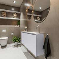 MONDIAZ TURE Toiletmeubel 120x23x50cm met 1 kraangaten 2 deuren cale mat Wastafel Eden rechts Solid Surface Wit FK75341269