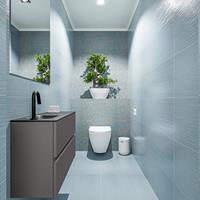 MONDIAZ ADA Toiletmeubel 80x30x50cm met 1 kraangaten 2 lades dark grey mat Wastafel Lex links Solid Surface Zwart FK75342128