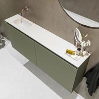 MONDIAZ TURE Toiletmeubel 120x23x50cm met 0 kraangaten 2 deuren army mat Wastafel Eden links Solid Surface Wit FK75341148