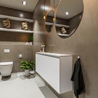 MONDIAZ TURE Toiletmeubel 120x23x50cm met 0 kraangaten 2 deuren talc mat Wastafel Eden midden Solid Surface Wit FK75341026