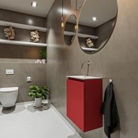 MONDIAZ TURE Toiletmeubel 40x23x50cm met 0 kraangaten 1 deuren fire mat Wastafel Eden links Solid Surface Wit FK75341184