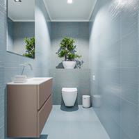 MONDIAZ ADA Toiletmeubel 80x30x50cm met 0 kraangaten 2 lades smoke mat Wastafel Lex midden Solid Surface Wit FK75341808