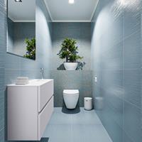 MONDIAZ ADA Toiletmeubel 80x30x50cm met 1 kraangaten 2 lades cale mat Wastafel Lex rechts Solid Surface Wit FK75341956