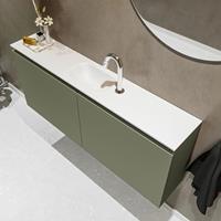 MONDIAZ TURE Toiletmeubel 120x23x50cm met 1 kraangaten 2 deuren army mat Wastafel Eden midden Solid Surface Wit FK75341145