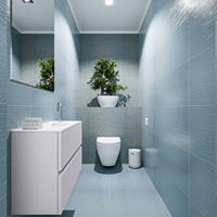 MONDIAZ ADA Toiletmeubel 80x30x50cm met 1 kraangaten 2 lades cale mat Wastafel Lex midden Solid Surface Wit FK75341952